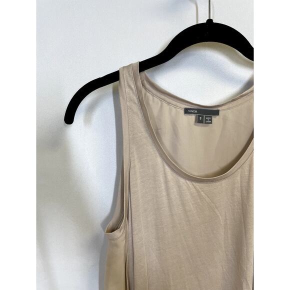 VINCE Essential Sleeveless Jersey Scoop Neck Tank Top Beige Nude Size S - Picture 3 of 6